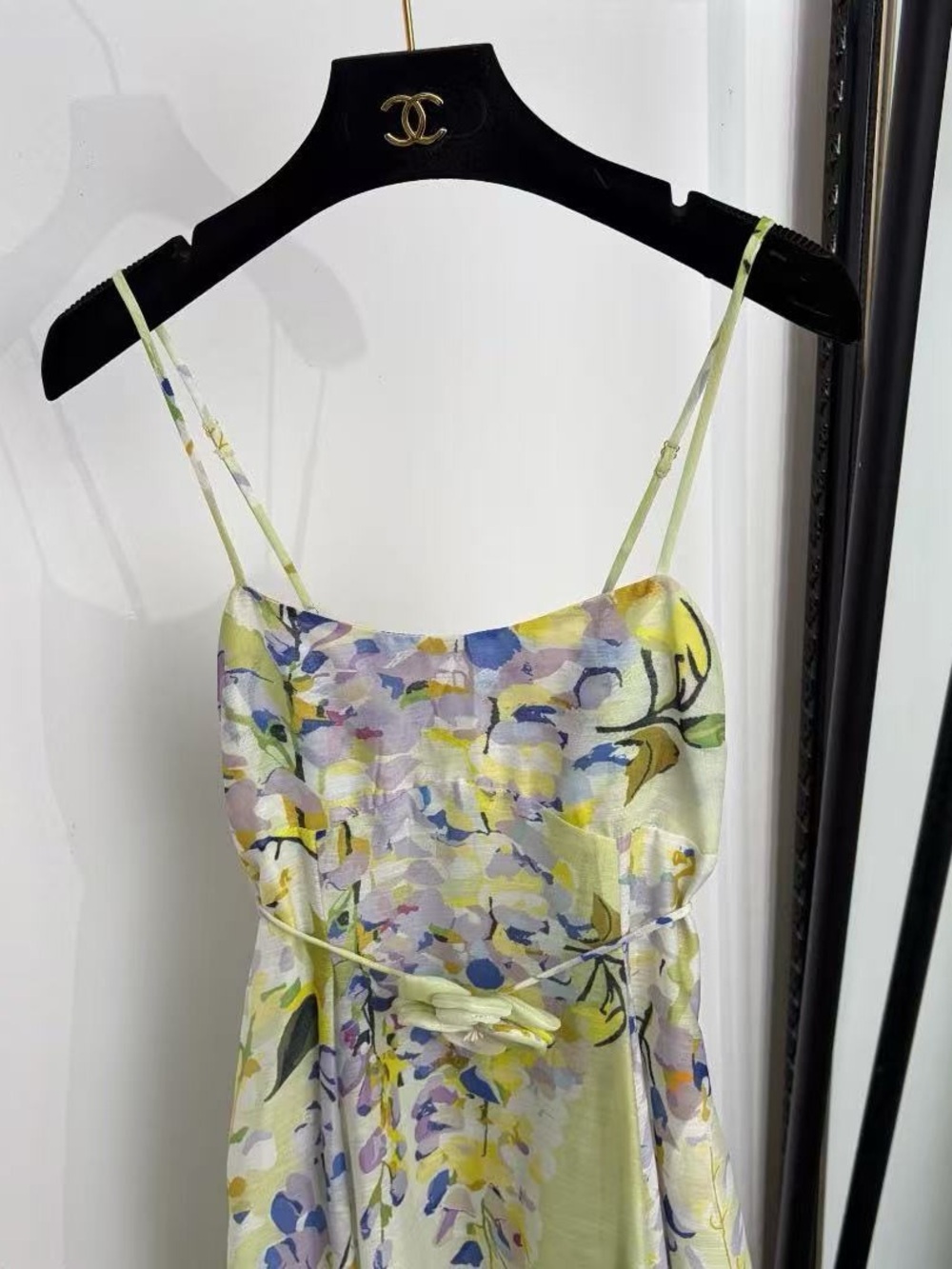 Floral Spaghetti-Strap Maxi Dress in Light Green - Picture 2 of 5